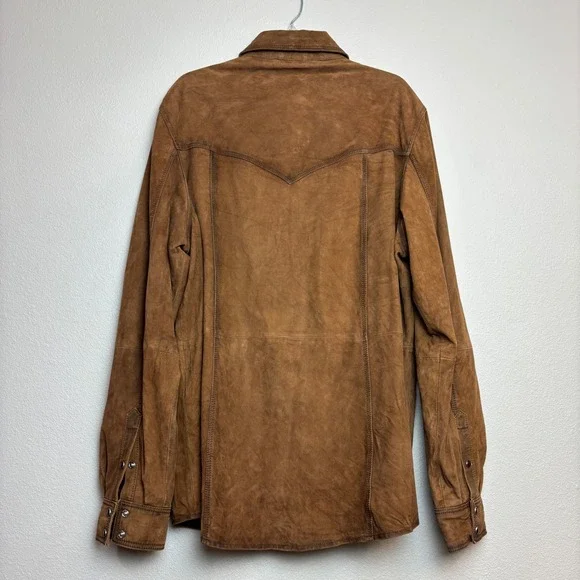 Scully Mens Brown Suede Real Leather Western Snap Front Shirt Jacket Size 2XL